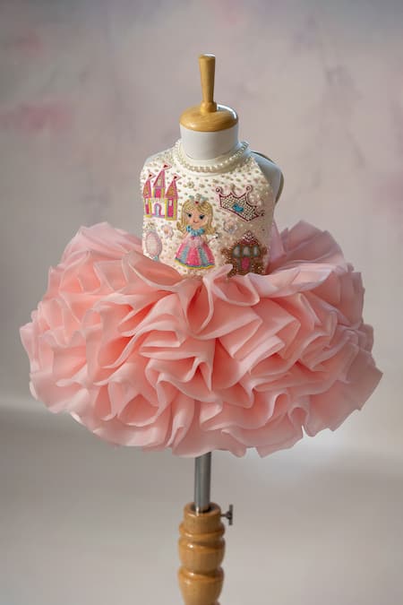 Ruchika Lath Label Princess Theme Hand Embroidered Ruffled Dress 