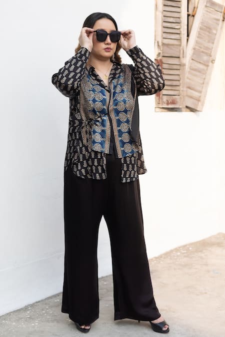 Prahnaaya Ajrakh Hand-Block Print Shirt & Pant Set 