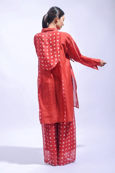 JAYATI GOENKA Vermilion Geometry Chanderi Silk Kurta With Pant 