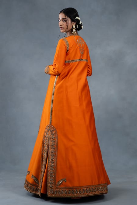 RICHA AHLUWALIA Chanderi Zardozi Embroidered Anarkali Jacket Set 