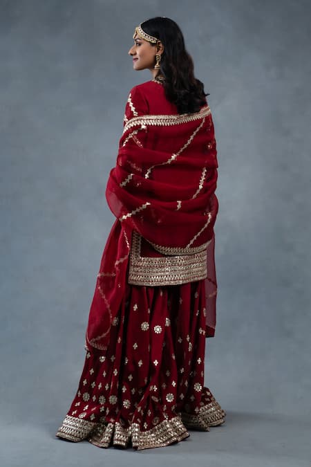 RICHA AHLUWALIA Gota Patti Zardozi Embroidered Buti Sharara Set 