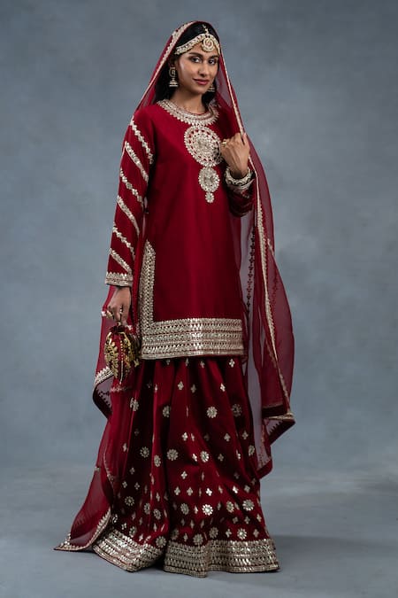 RICHA AHLUWALIA Gota Patti Zardozi Embroidered Buti Sharara Set 