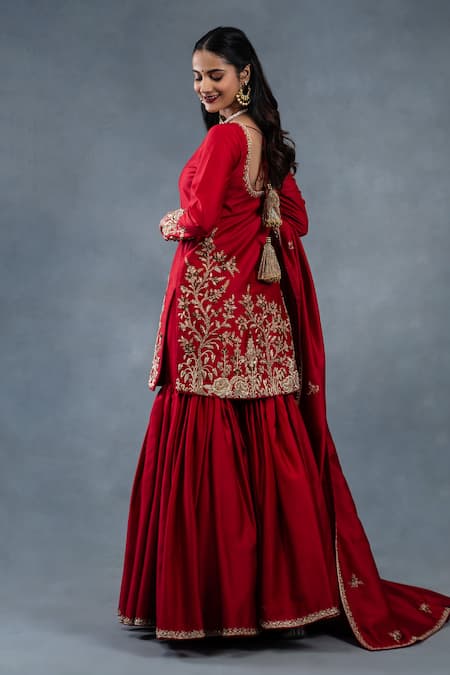 RICHA AHLUWALIA Chanderi Thread & Zardozi Embroidered Sharara Set 