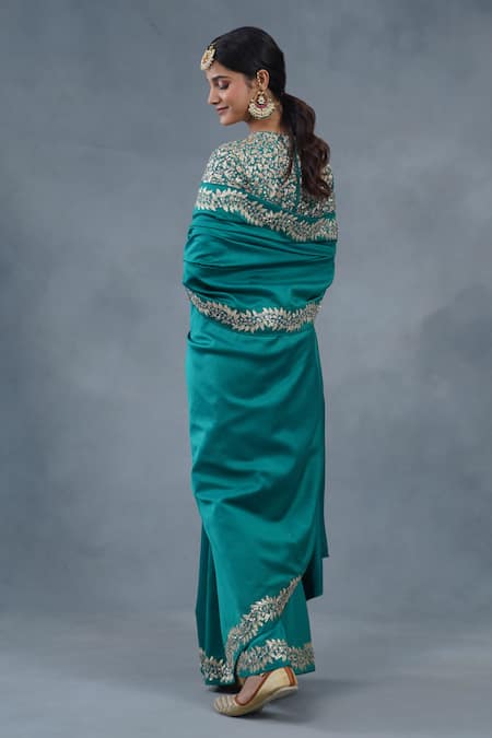 RICHA AHLUWALIA Chanderi Saree With Dabka & Pitta Work Blouse 