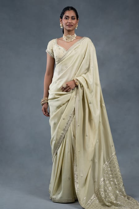 RICHA AHLUWALIA Gota Patti Hand Embroidered Saree & Blouse 