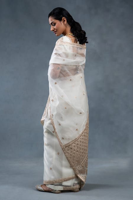 RICHA AHLUWALIA Gota Patti Hand Embroidered Saree & Blouse 
