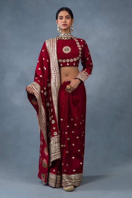 RICHA AHLUWALIA Gota Patti Hand Embroidered Saree & Blouse 