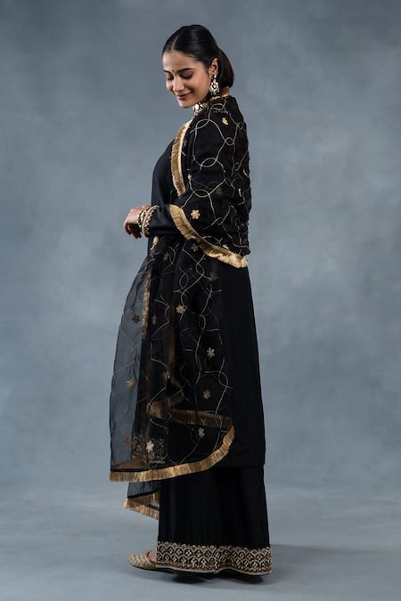 RICHA AHLUWALIA Habutai Silk Zardozi Embroidered Kurta & Palazzo Set 