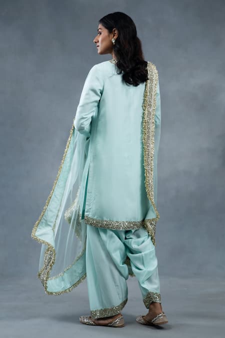 RICHA AHLUWALIA Habutai Kurta Salwar & Organza Dupatta Set 
