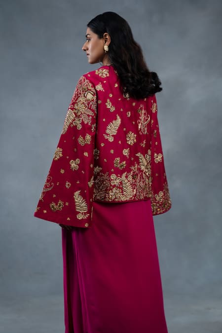 RICHA AHLUWALIA Chanderi Hand Embroidered Floral Jacket 