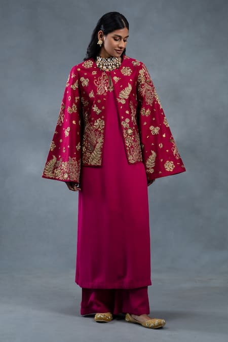 RICHA AHLUWALIA Chanderi Hand Embroidered Floral Jacket 
