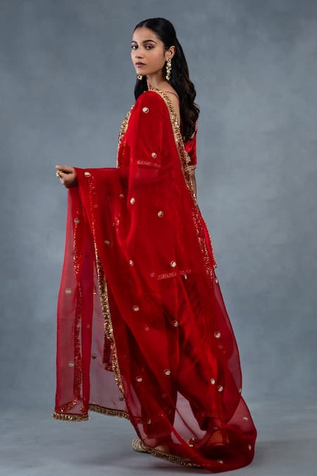 RICHA AHLUWALIA Velvet Bird Embroidered Kurta Set With Patiyala Salwar & Dupatta 