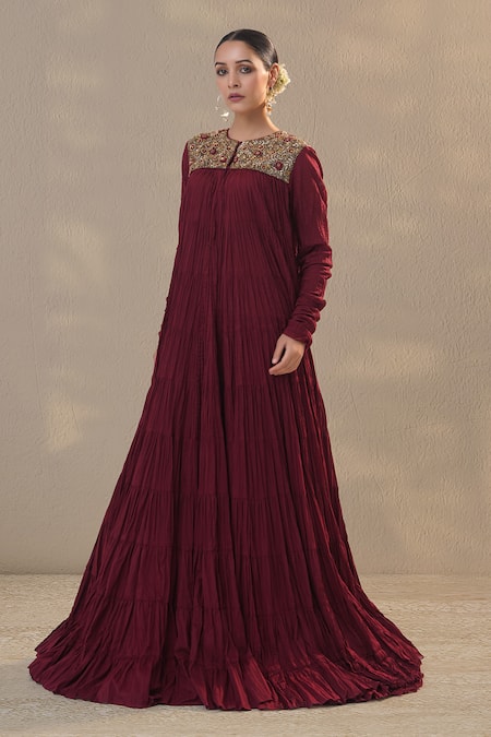 RICHA AHLUWALIA Zardozi & Thread Embroidered Mulmul Jalabiya Set 