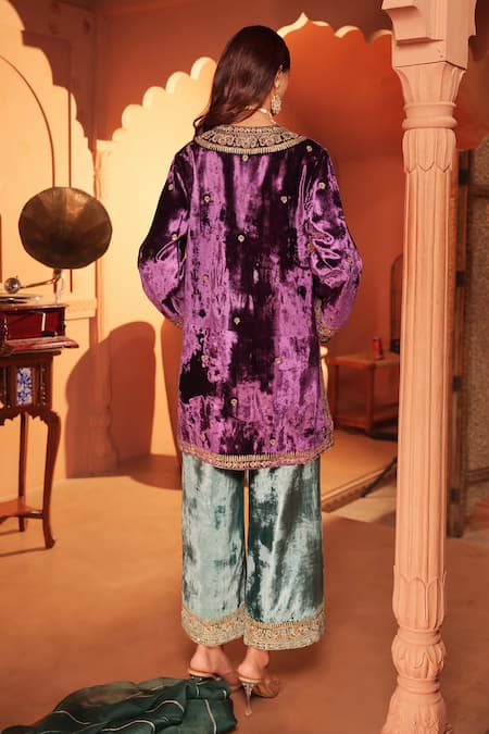 RICHA AHLUWALIA Velvet Dori Embroidered Kurta Set 