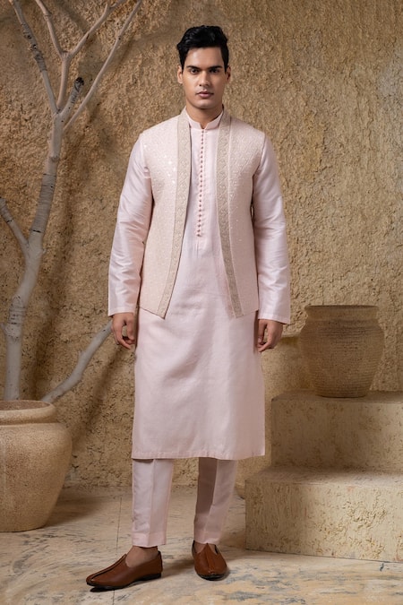 Darshika Menswear Embroidered Bundi & Kurta Set 