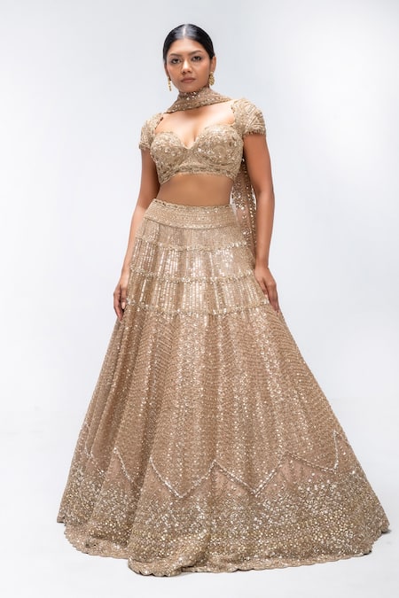 Mirroir Crest Embellished Scallop Lehenga Set 