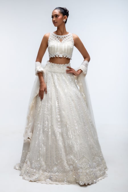 Mirroir Diamond Stone Scallop Lehenga Set  