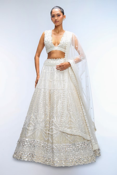 Mirroir Embroidered Deep Neck Lehenga Set 