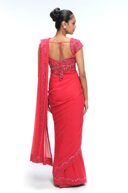 Mirroir Embroidered Border Saree Set 