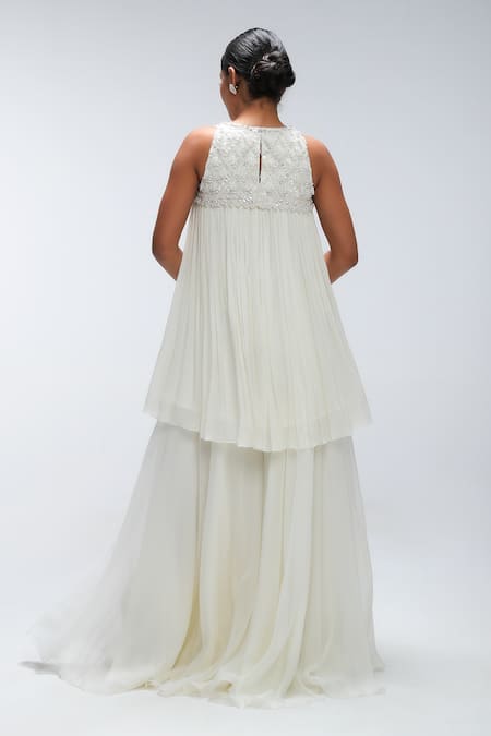 Mirroir Embellished Peplum Kurta & Sharara Set 