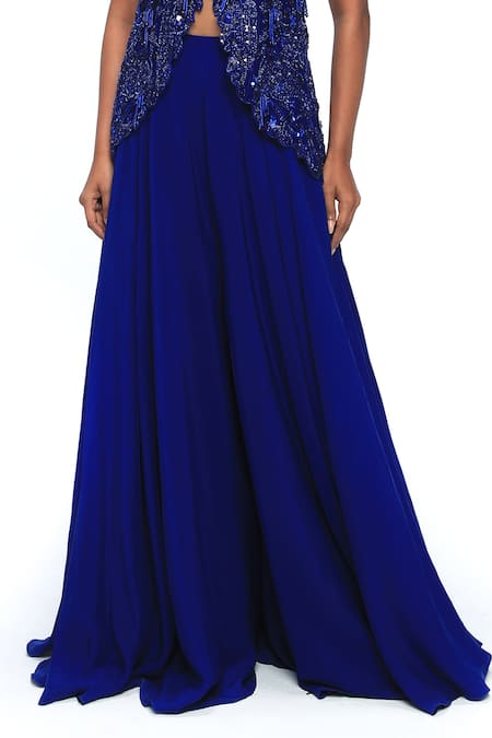 Mirroir Sapphire Viscose, Crepe Sequins, Beads, Embroidery V-neck Top And Sharara Set Online at Aza Fashions Mirroir_Sapphire Viscose, Crepe Sequins, Beads, Embroidery V-neck Top And Sharara Set _Online_at_Aza_Fashions