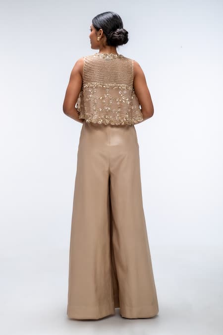 Mirroir Embellished Cape With Jumpsuit 