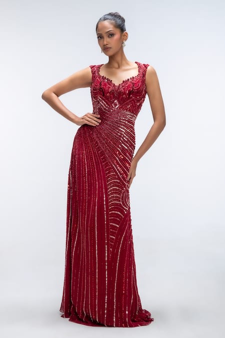 Mirroir Reef Embellished Cocktail Gown 