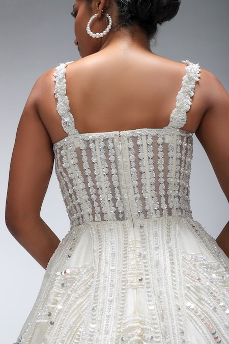 Buy Mirroir Ivory Silk Organza Sequins, Beads Sweetheart Moonwave Embellished Corset Gown Online at Aza Fashions Buy_Mirroir_Ivory Silk Organza Sequins, Beads Sweetheart Moonwave Embellished Corset Gown _Online_at_Aza_Fashions