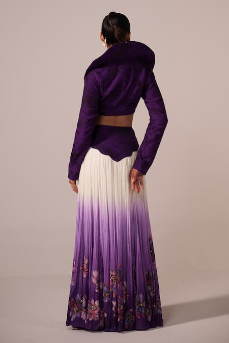 Jyoti Sachdev Iyer Ombre Floral Hand Embroidered Lehenga With Blouse 