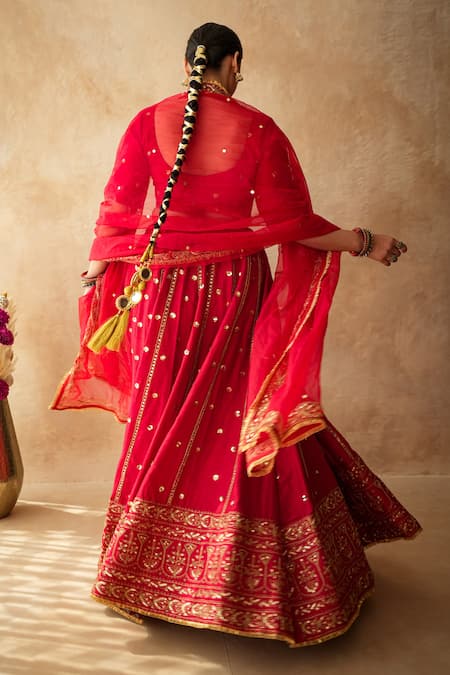 Gulabo Jaipur Mashoor Red Lehenga Set 