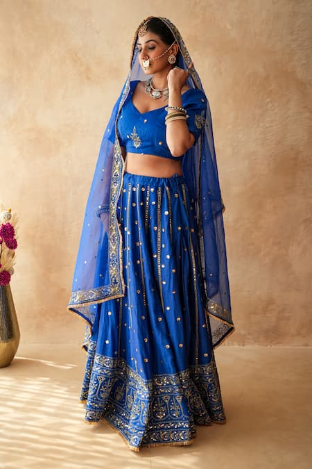 Gulabo Jaipur Mashoor Blue Embroidered Lehenga Set 