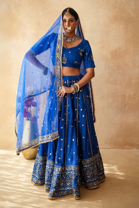 Gulabo Jaipur Mashoor Blue Embroidered Lehenga Set 