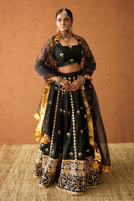 Gulabo Jaipur Devika Black Embroidered Lehenga Set 