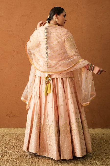 Gulabo Jaipur Falak Peach Embroidered Lehenga Set 