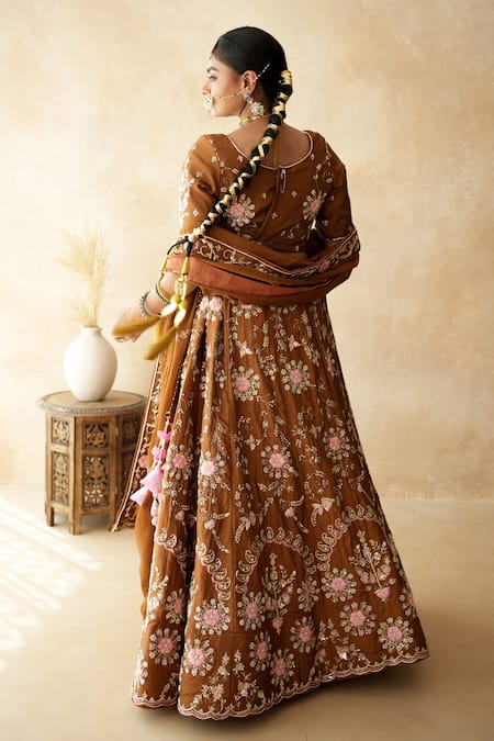 Gulabo Jaipur Chitra Brown Embroidered Lehenga Set 