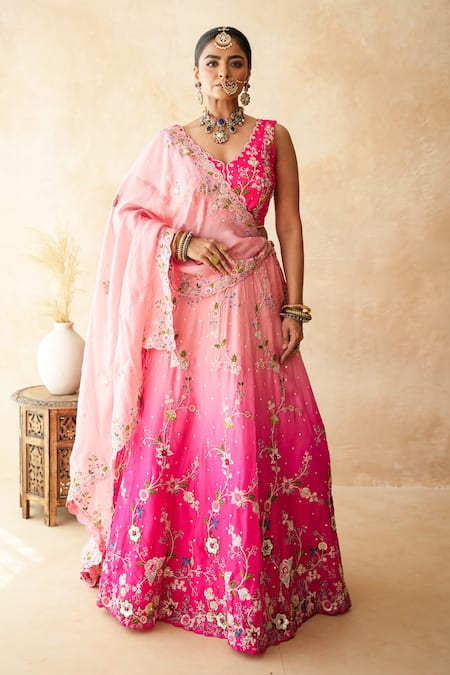 Gulabo Jaipur Aishwarya Peach Embroidered Lehenga Set 
