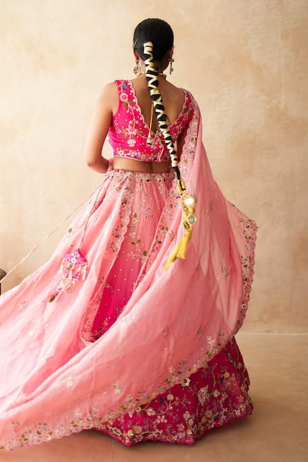 Gulabo Jaipur Aishwarya Peach Embroidered Lehenga Set 