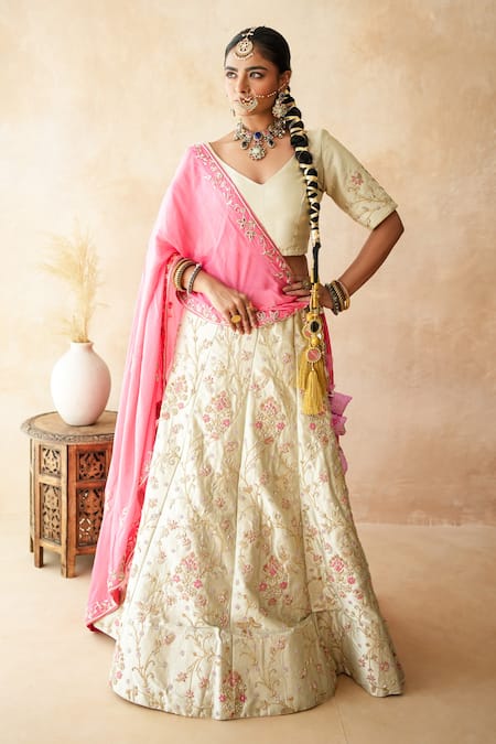 Gulabo Jaipur Noor Ivory Embroidered Lehenga Set 