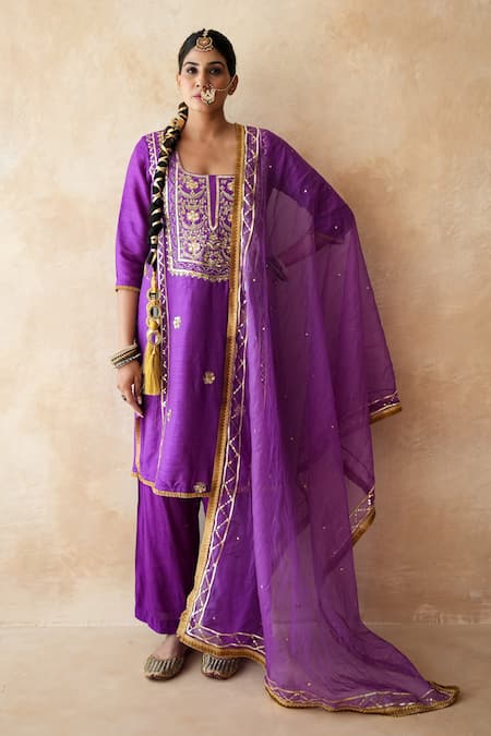 Gulabo Jaipur Tara Purple Straight Kurta Set