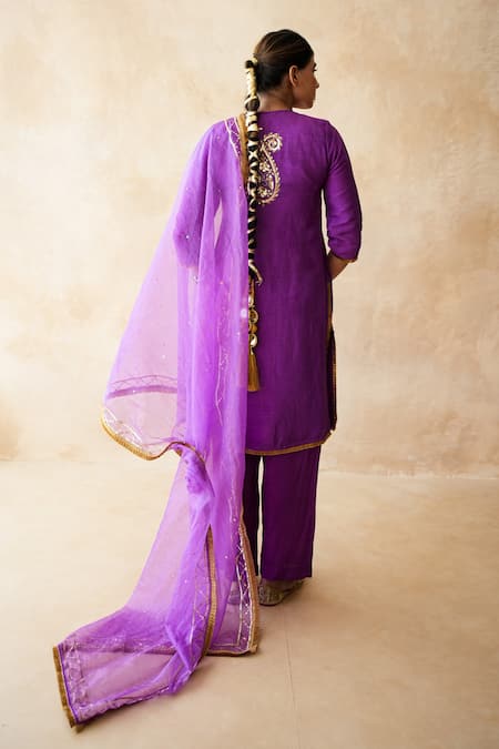 Gulabo Jaipur Tara Purple Straight Kurta Set