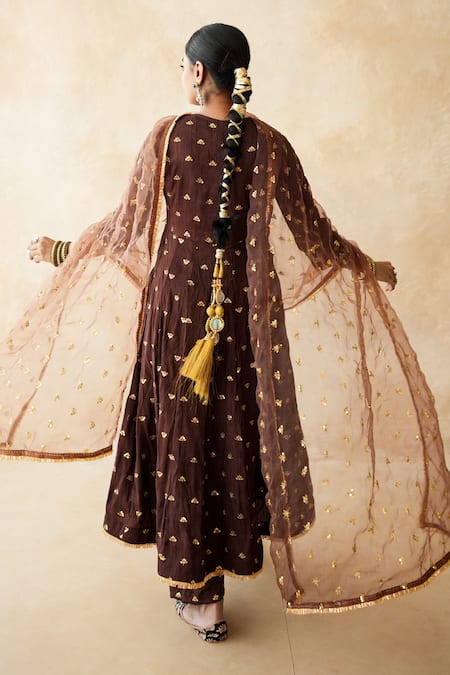Gulabo Jaipur Sitara Brown Embroidered Anarkali Set 