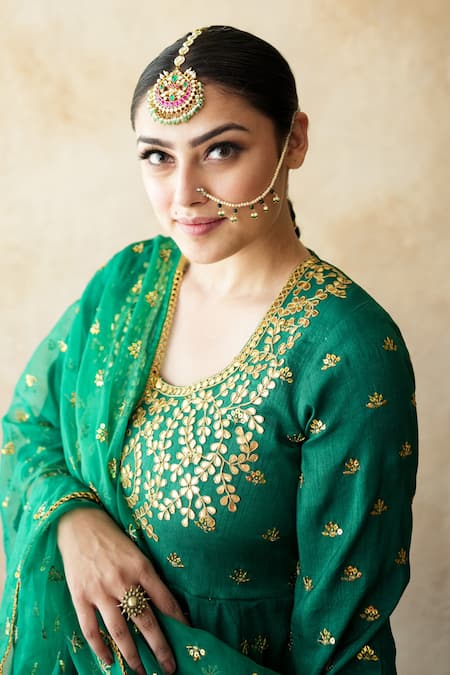 Buy_Gulabo Jaipur_Green Chanderi, Cotton, Organza Gota Patti, Zari, Sequins, Sitara Anarkali Set 