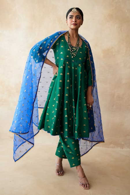 Gulabo Jaipur Riza Green Embroidered Anarkali Set