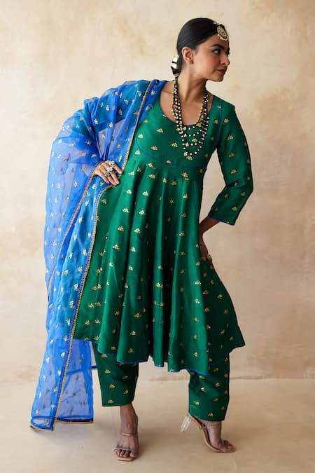 Gulabo Jaipur Riza Green Embroidered Anarkali Set