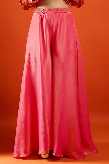 Samyukta Singhania Orange Tissue, Crepe Embroidery, Metallic Thread Round Ombre Kurta Sharara Set Online at Aza Fashions Samyukta Singhania_Orange Tissue, Crepe Embroidery, Metallic Thread Round Ombre Kurta Sharara Set _Online_at_Aza_Fashions