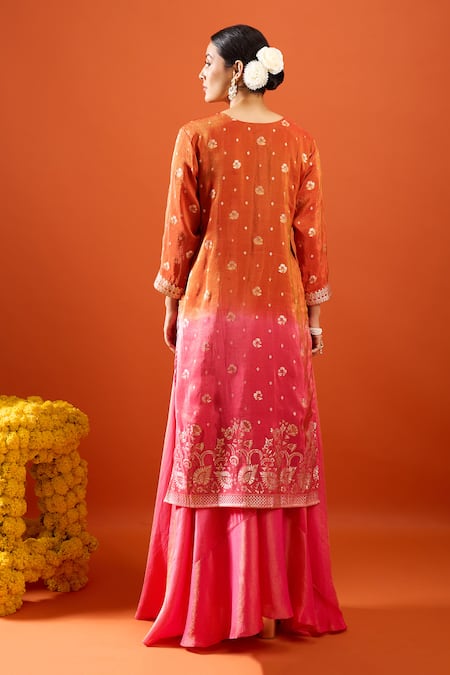 Samyukta Singhania Ombre Embroidered Kurta Sharara Set 