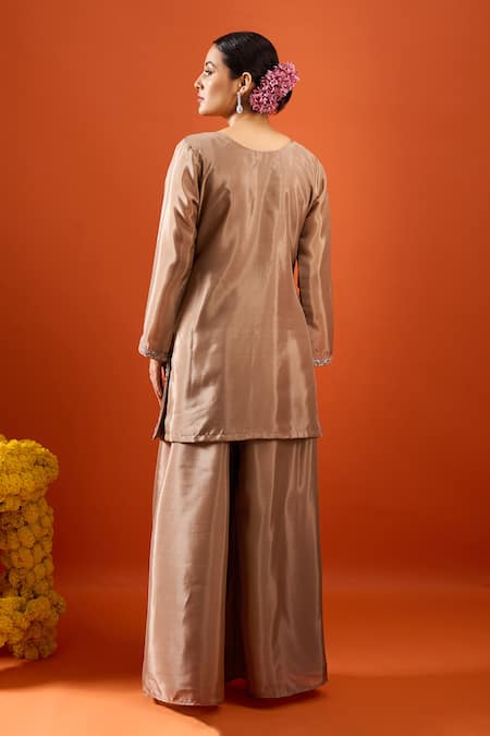 Samyukta Singhania Brown Embroidered Kurta Set 