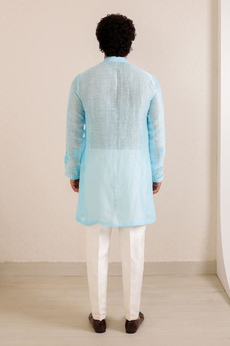 Menero Chanderi Silk Leather Embossed Motif Kurta Set 