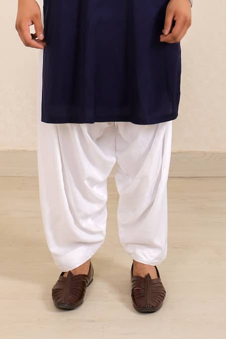 Buy_Menero_Blue Dupion, Silk, Cotton, Rayon Zari, Embroidery Zardozi Kurta Set _Online_at_Aza_Fashions