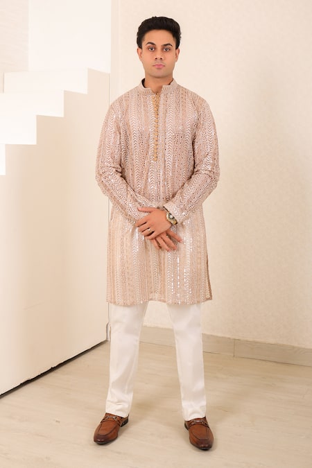 Menero Cutwork Sequin Embroidered Kurta & Pant Set 